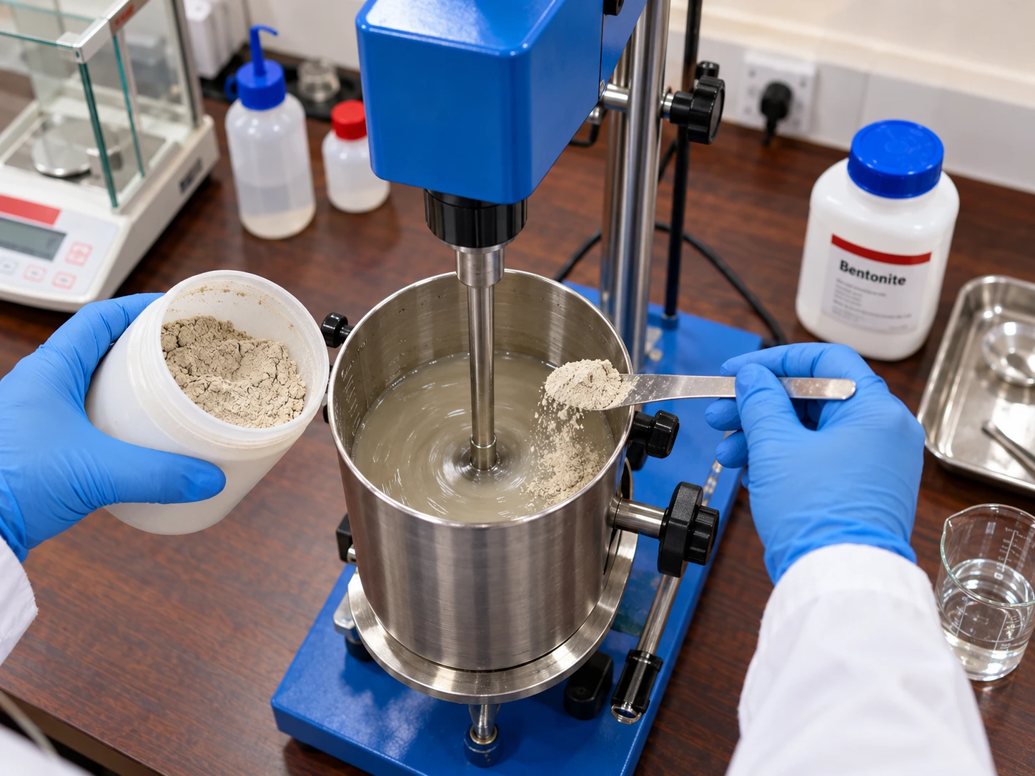 Laboratory equipment mixing a material sample